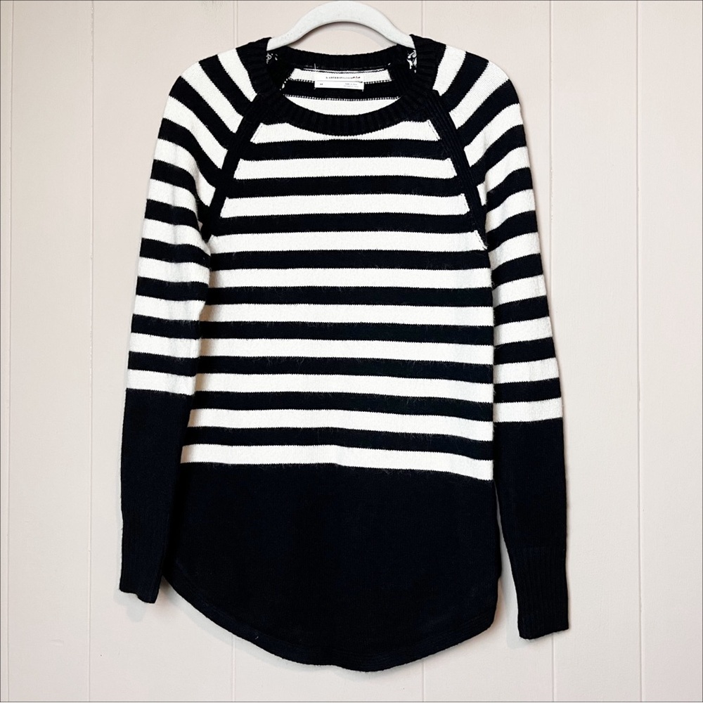 Anthropologie Black Striped Sweater XS Breton Stripe pullover neutral casual - Picture 2 of 10